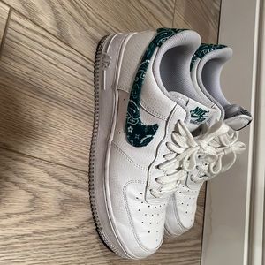 Nike Air Force 1’s in paisley green